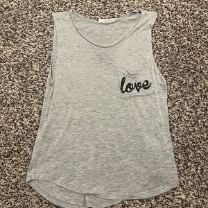 Gray Tank Top with Pocket Detail